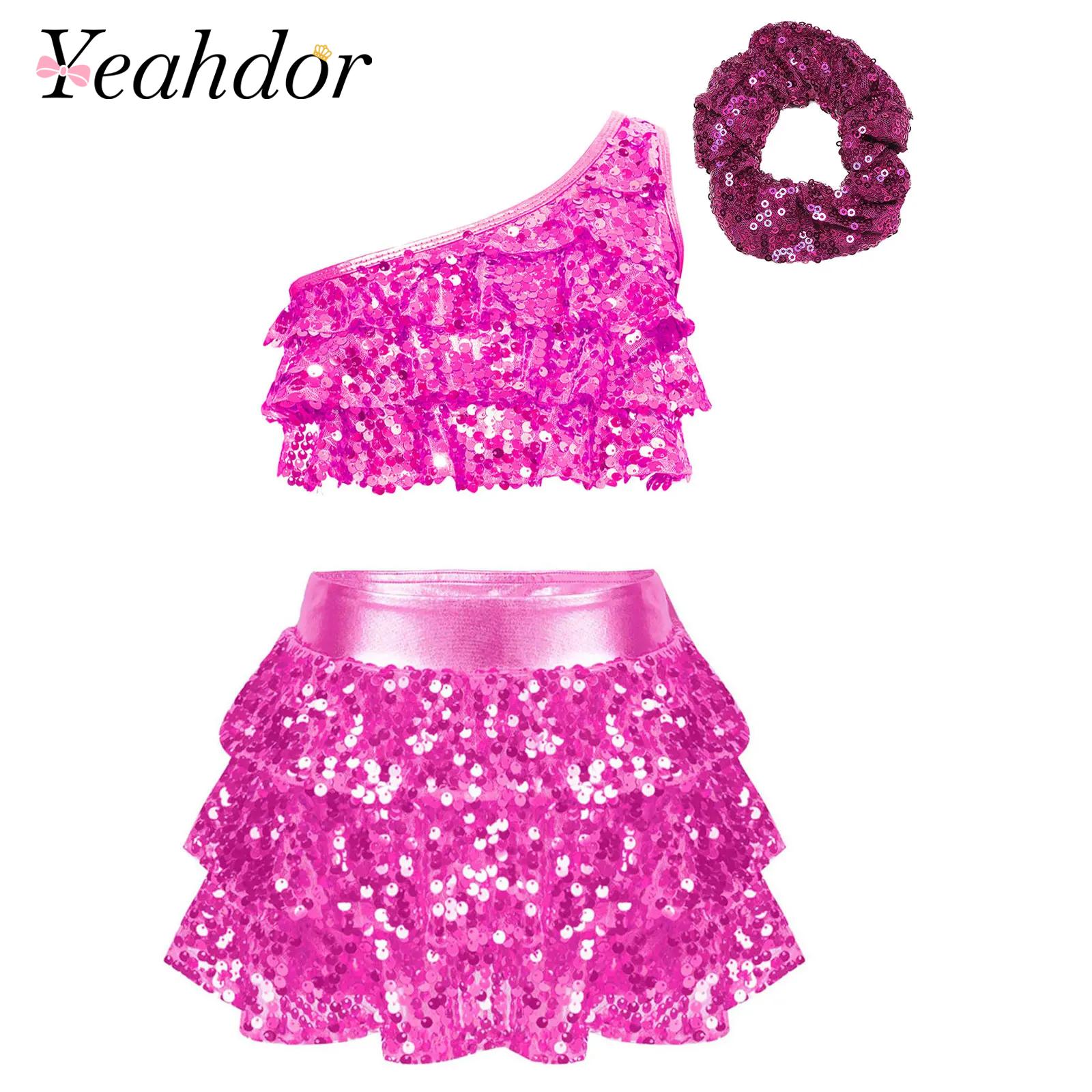 Baby Q Clothing - Kids Girls Shiny Sequins Latin Jazz