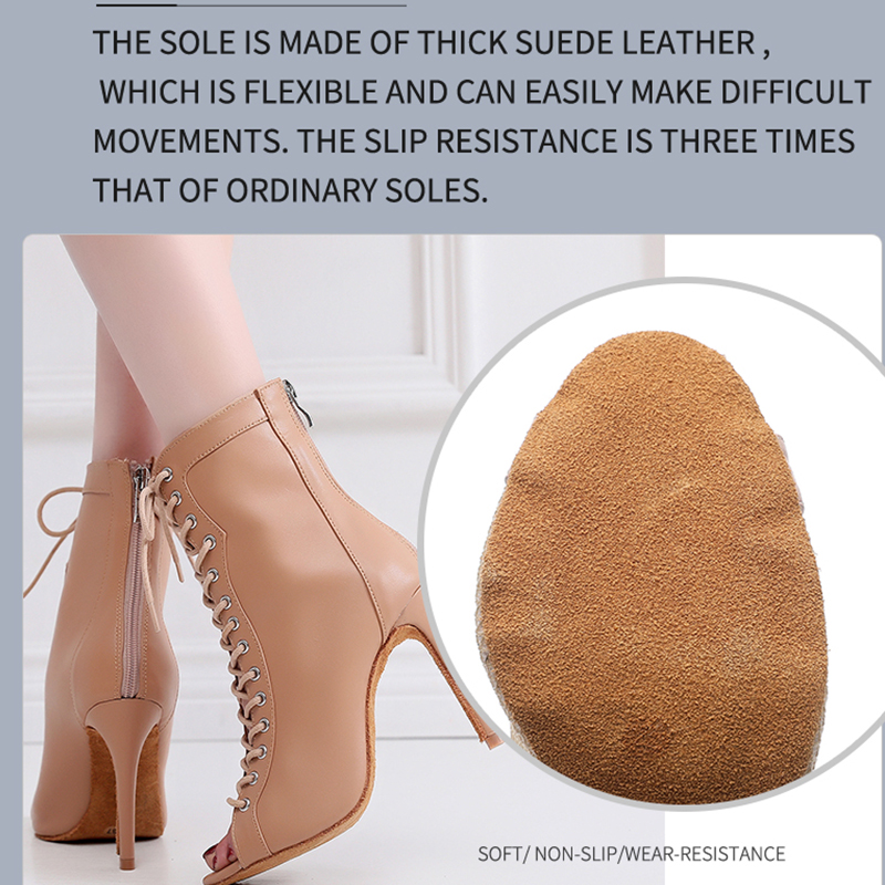 Woman Beige Black Latin Dance  - Soft Sole Booties review and price