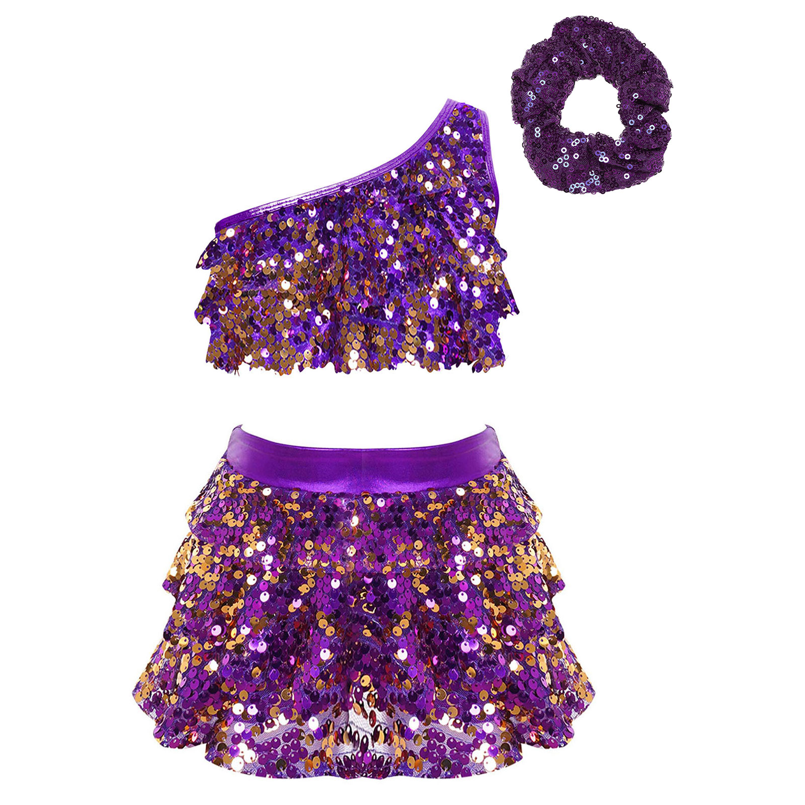 Kids Girls Shiny Sequins Latin - Baby Q Clothing review and price